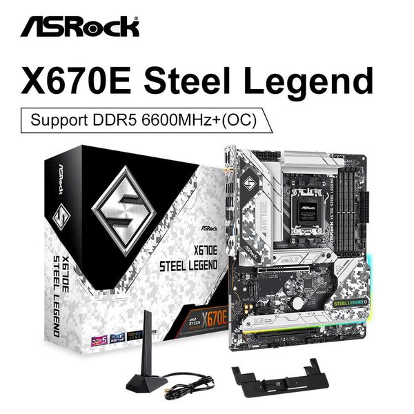 ASROCK Nuovo X670E Steel Legend WiFi 6E Presa ATX AM5 AMD X670 DDR5 6600(OC)MHz M.2 2.5GbE 128G Supporto Ryzen 7000 Scheda Madre