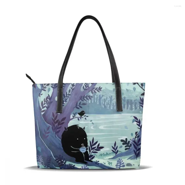 Totes verde floresta bolsa de alça superior sacos femininos grande sacola de couro casamento adolescente bolsas femininas