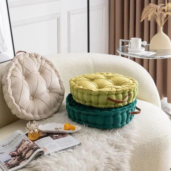 Kissen skandinavischer niederländischer Samt, rund, für Schlafzimmer, einfache Sofa-Rückseite, einfarbig, BB, dekoratives Bett, 40 x 40 cm