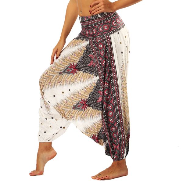 Pantaloni da donna Harem Hippie Pantaloni floreali Boho Genie Aladdin Abbigliamento Pantaloni da yoga