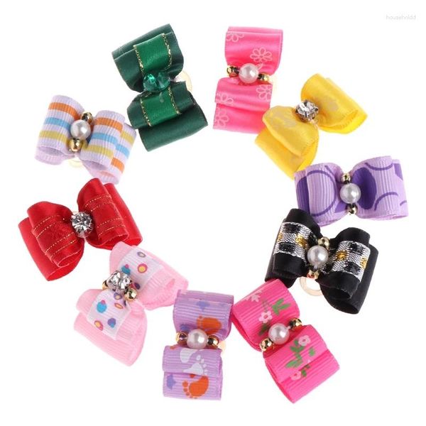 Abbigliamento per cani 10 pezzi/borsa Fermagli per capelli per animali domestici, fiocco, nodo, toelettatura, copricapo, accessori decorativi per gatti