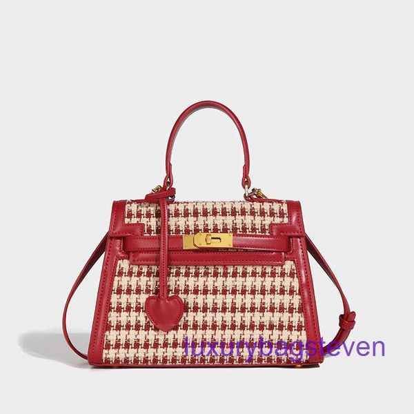 Outlet di fabbrica Borse Hremms Kelyys all'ingrosso in vendita Borsa da sposa Sposa femminile 2024 Nuova borsa a tracolla piccola e di lusso rossa di fascia alta con logo reale