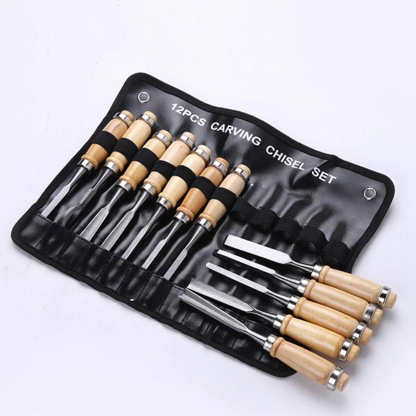 Joiners Professionelle 12 Teile/satz Manuelle Holz Carving Hand Meißel Werkzeug Set Schreiner Holz Carving Meißel DIY Hand Werkzeuge