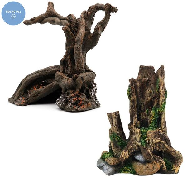 Resina musgo driftwood ornamentos tanque de peixes decoração acessórios do aquário pia árvore de madeira aquário medusa carpa réptil animais 240305