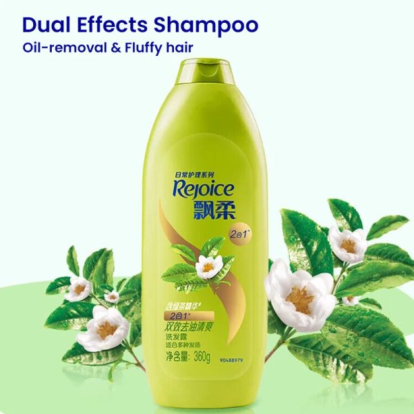 Shampoos Rejoice shampoo de duplo efeito Chá verde Remove óleo, caspa e refrescante, adequado para cabelos oleosos 360ML