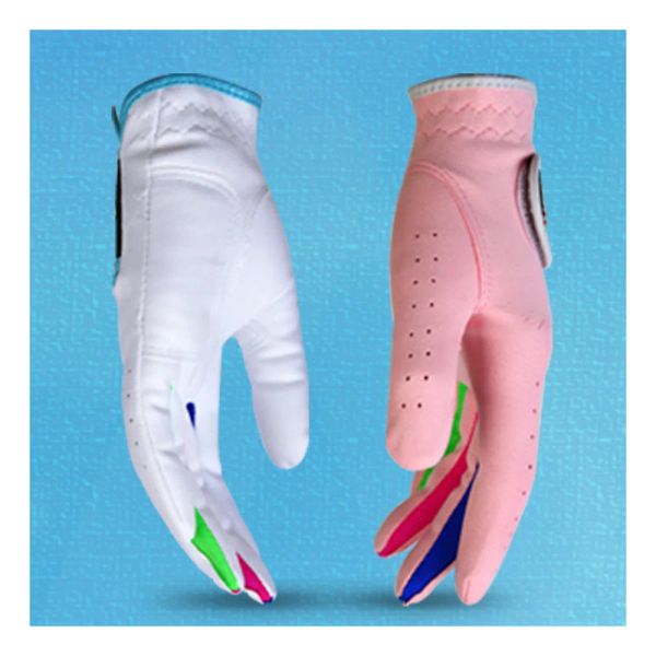 Guanti da 1 paio di guanti da golf per bambini abiti sportivi all'aperto guanti antiscighispilanti guanti a 2 colori rosa bianco per bambini