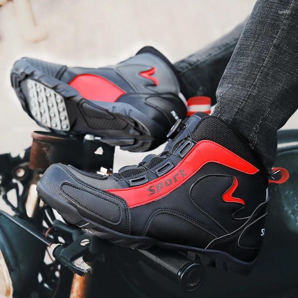 Scarpe da ciclismo MTB Uomo Stivali da moto piatti Tacchetti in gomma Bici da strada Sneaker da bicicletta velocità invernale Equitazione Motore da corsa