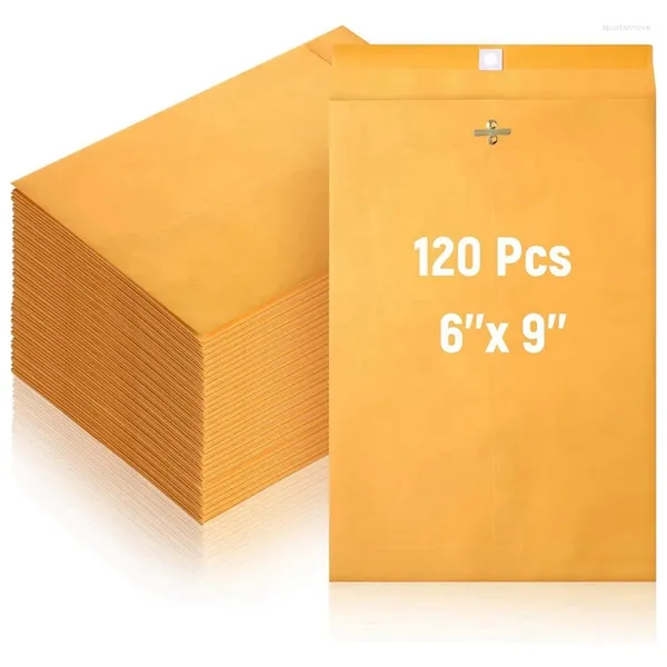 Hediye sargısı 6 x 9inch toka zarfları sakızlı mühürlü küçük postalar 28 lb kraft kağıt toplu 120 paket dayanıklı