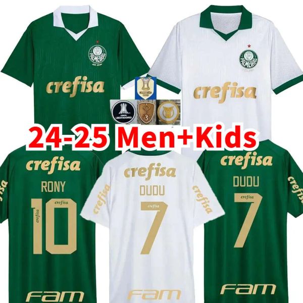 Ucuz 24 25 Palmeiras Dudu Futbol Formaları 2024 Ev Yeşil Breno Lopes Rony G.Gomez Gömlek D.Barbosa Lucas Lima G.Menino Mina G.veron Kids Kit Futbol Üniformaları