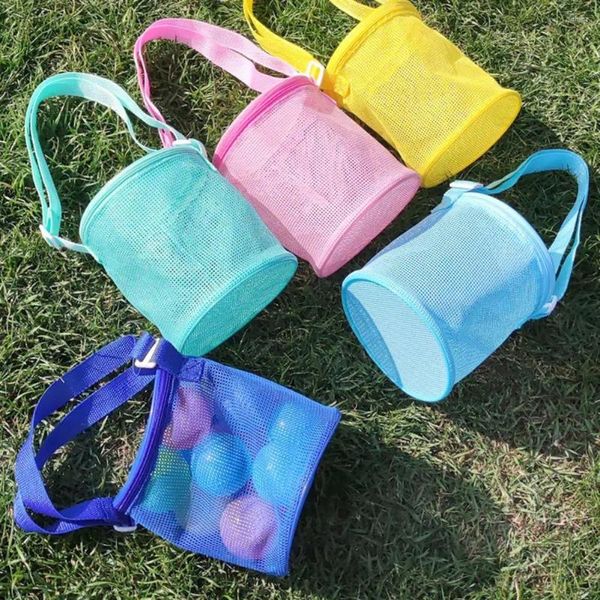 Sacos de armazenamento Saco de malha Organizador de brinquedos de praia com alça ajustável para capacidade de óculos de sol de conchas