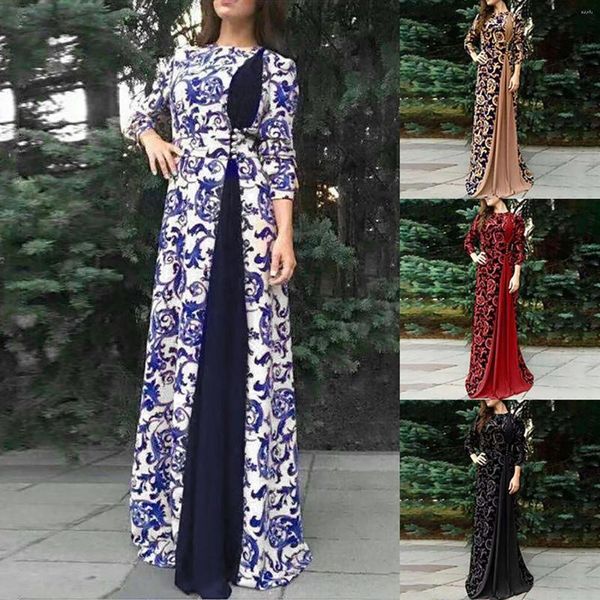 Casual Kleider Retro Floral Lange Abaya Kleid Für Frauen Dubai Luxus 2024 Muslimische Kleidung Islamischen Abend Femme