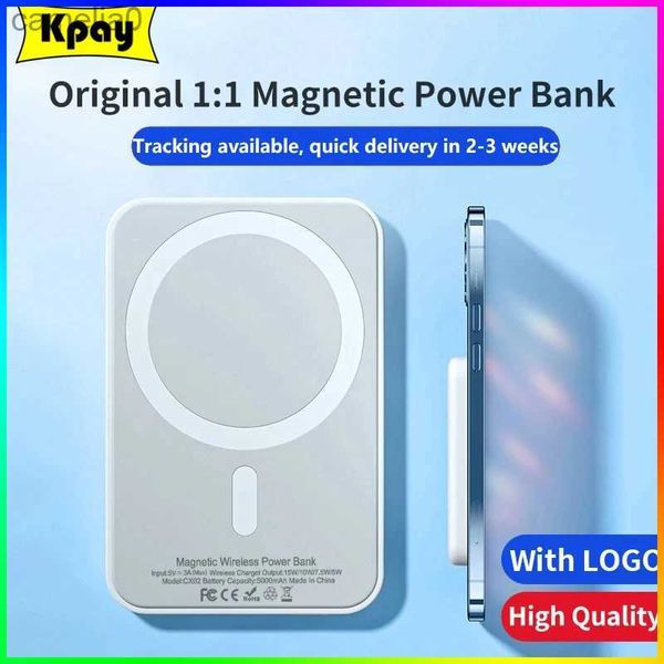 Bancos de energia para telefone celular 1 1 MacSafe Power Bank magnético sem fio Powerbank para iPhone 15 14 13 12 Pro bateria de backup auxiliar externa packC24320