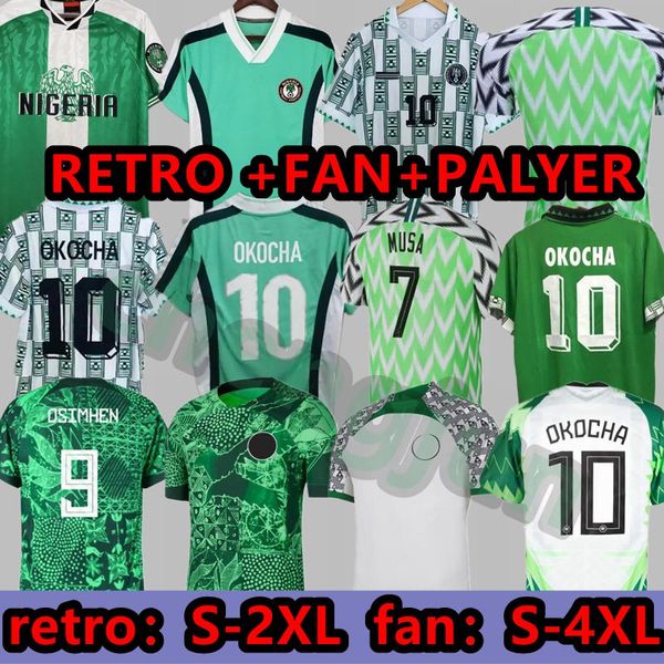 Nigéria 2024 Jerseys de futebol OSIMHEN 19 22 23 24 Camisa de futebol retrô OKOCHA SIMON LOOKMAN IHEANACHO 2 018 Retro Jerseys 94 96 98 Uniforme de treinamento 1994 1996 1998 RETRO