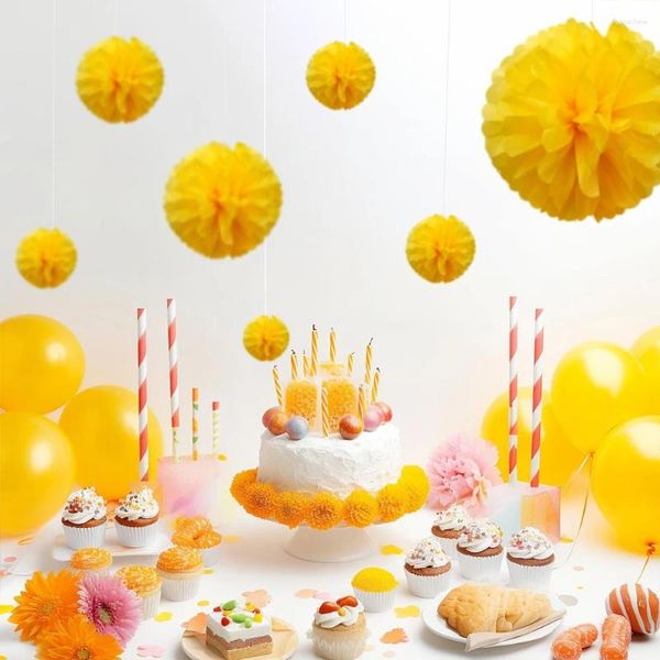 Decorazione per feste 1 pz Set carta gialla da 7,8 pollici per decorazioni di fiori pom di palline di fiori di compleanno