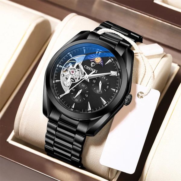 Orologi da polso 2024 Orologi da uomo meccanici impermeabili Trend Explosions Moon Stars Automatic Hollow For