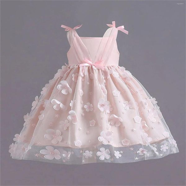 Mädchen Kleider 2024 Sommer Nette Ärmellose Strap Tüll Baby Kleid Ersten Geburtstag 12m-4t Party Prinzessin Kleinkind Kleidung