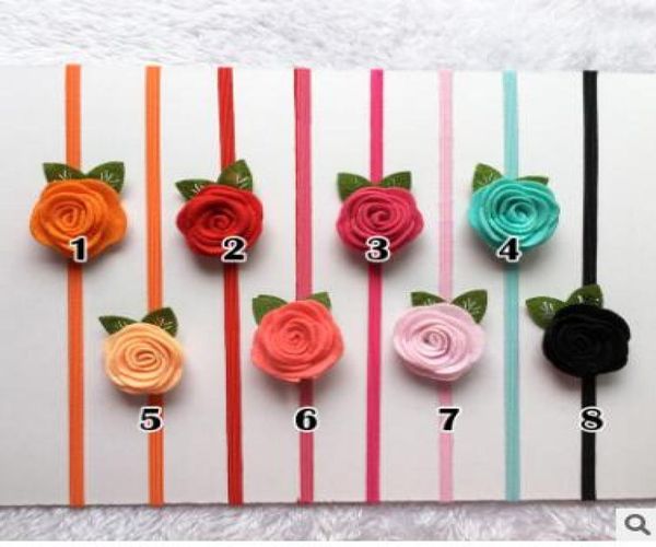 Fasce per fiori rosa infantili più economiche per neonati rose con foglie fascia per bambini Pografia puntelli regalo per feste accessorio per capelli6118015