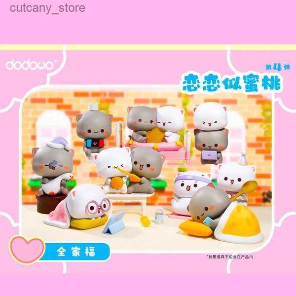 Aktionsspielfiguren Mitao Cat Love Is Like A Peach Serie 4 Blind Box Überraschungsbox Original Actionfigur Cartoon Modell Mystery Box Collection Mädchen L240320