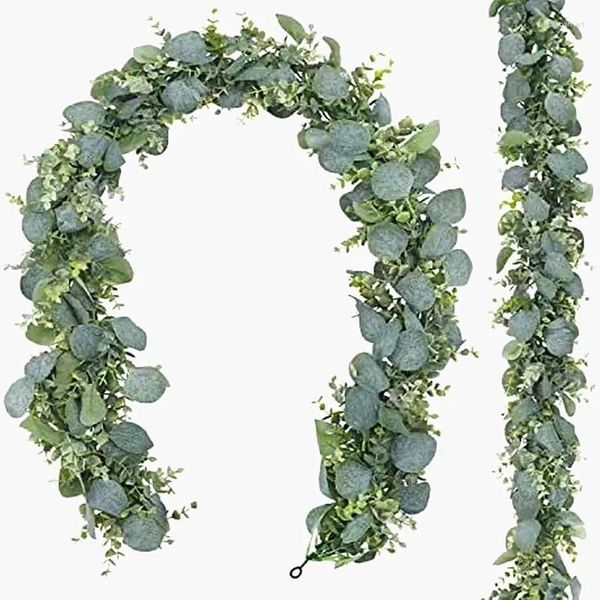 Fiori decorativi che vendono foglie di eucalipto soldi strisce di rattan decorazioni per la casa di nozze piante di simulazione viti di fiori in plastica