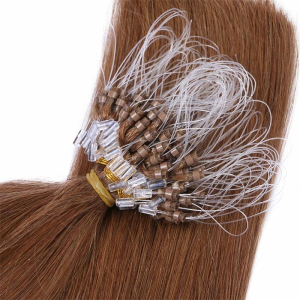 Extensions Mongolisches Glattes Naturhaar Extensions Micro Ring Echthaar 100 Strähnen Vorgebunden Micro Loop 14