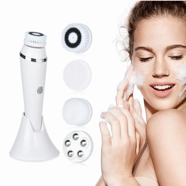 Dispositivi Elettrico 4in1 Spazzola per la pulizia del viso Sonic Blackhead Esfoliante Detergente per il viso in silicone Massaggio rassodante per la pelle Home Spa Cura della pelle