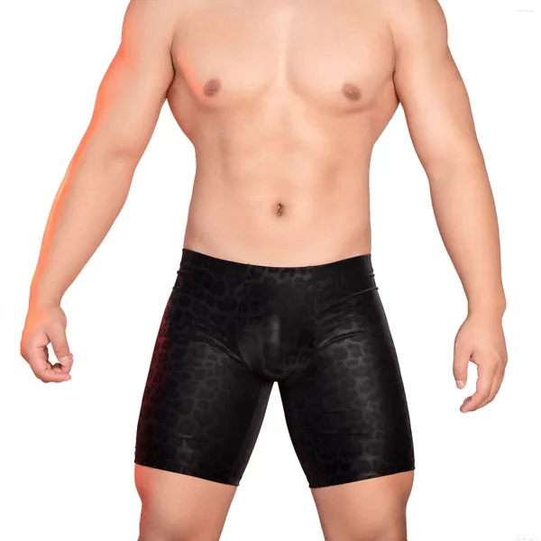 Underpants homens roupa interior baixa ascensão shorts magros animal leopardo padrão impressão bulge bolsa apertado encaixe boxer briefs ginásio treino wear