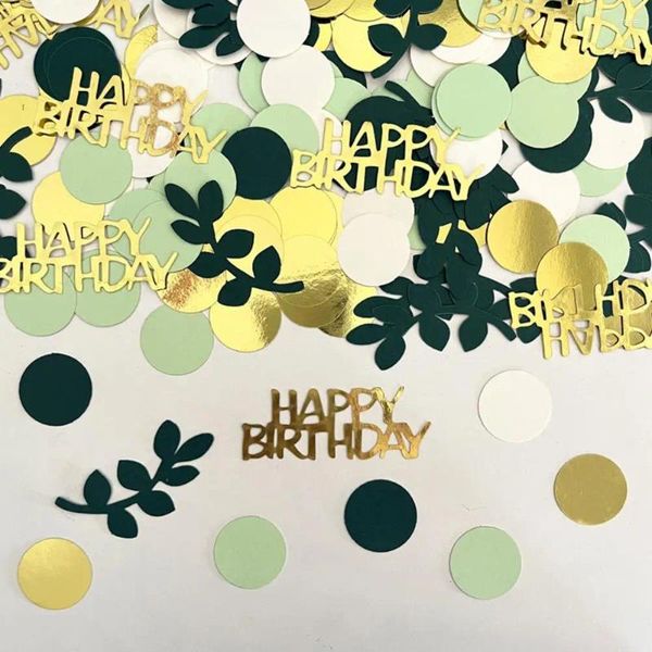 Decorazione per feste Adesivo decorativo da parete Decorazioni di coriandoli di compleanno Set colorato per tavolo Verde dorato