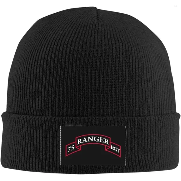 Berets 75th Ranger Regiment SSI Beanie-Mütze für Männer und Frauen, warme, gemütliche Strick-Schädelmütze, Acryl-Wintermützen