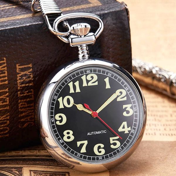 Luxus Splitter Mechanische Taschenuhr Leucht Hände Männer Frauen Goldene Farbe Römischen Ziffern Fob Kette Russland Automatische Gute Uhr C253Q