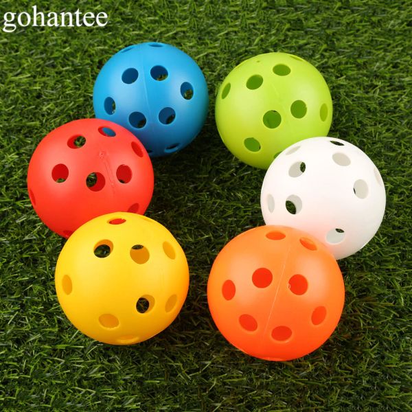 Balls gohantee 10pcs 72mm bolas de treinamento de golfe plástico flutuador de ar oco com buracos bolas de golfe bola de golfe ao ar livre acessórios de golfe