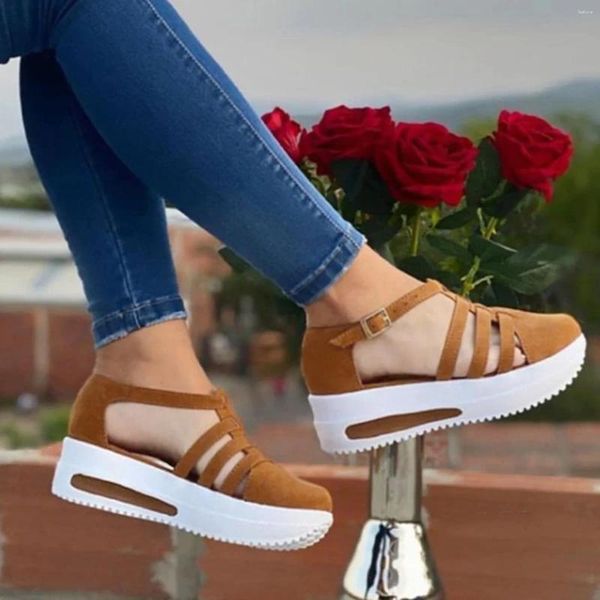 Sandalen Mode Plattform für Frauen Damen Schnalle Riemen Keil Cusual Damen Solide Walking Flache Sport Sommerschuhe