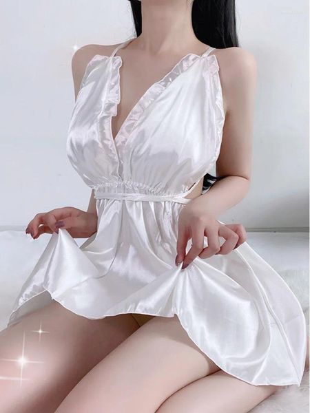 Повседневные платья, сексуальное женское мини-платье с v-образным вырезом и открытой спиной для лета, элегантный ледяной шелк, нагрудник, S597