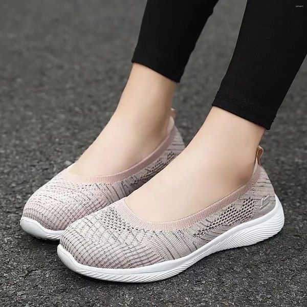 Freizeitschuhe, weicher Boden, Mesh-Obermaterial, Damen-Sneaker, Sommer, flach, atmungsaktiv, bequem, flacher Mund, runde Zehen, einfach zu tragen