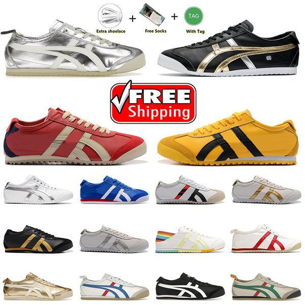 2024 scarpe casual Tiger Mexico 66 designer Onitsukass scarpe da ginnastica con piattaforma mocassini di lusso fuori argento giallo bianco uomo donna scarpe da ginnastica all'aperto spedizione gratuita trainer