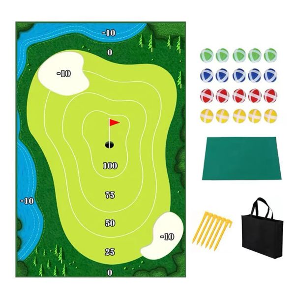 Aids mini jogo de golfe conjunto com almofada de treinamento de golfe de alta qualidade conjunto de golfe ao ar livre bater esteira de prática de treinamento de bola de golfe