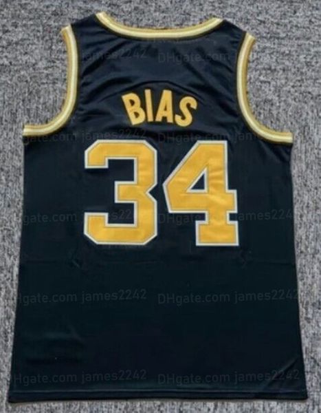 Benutzerdefiniertes Len Bias 34 Maryland Terrapins Movie-Basketballtrikot für Herren, genäht, Schwarz, S-6XL