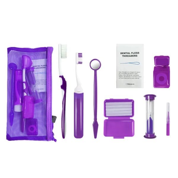 Ortodôntico cuidado oral chaves de limpeza dental kits escova de dentes dobrável espelho dental escova interdental ferramenta de branqueamento