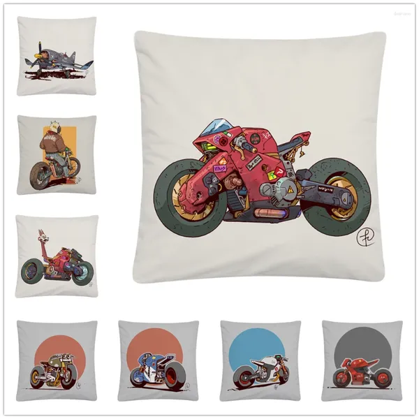 Yastık fütüristik punk tarzı moto karikatür desen yumuşak kısa peluş kapak yastık kılıfı ev kanepe araba dekorasyonu yastık kılıfı45x45 cm