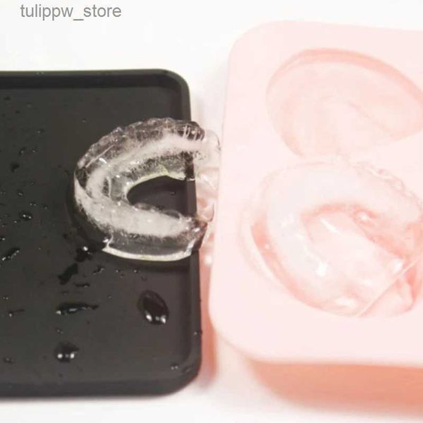 Ferramentas de sorvete 4 buracos dentadura dentes em forma de cubo de gelo molde bandeja de gelo de silicone diy molde de sorvete engraçado mordaça presente para dentista idosos l240319