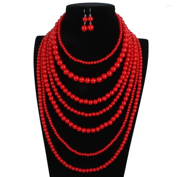 Catene Sorority Society Simulazione Perla Multistrato Collana girocollo con perline Set di gioielli per ragazza nera per festa di nozze