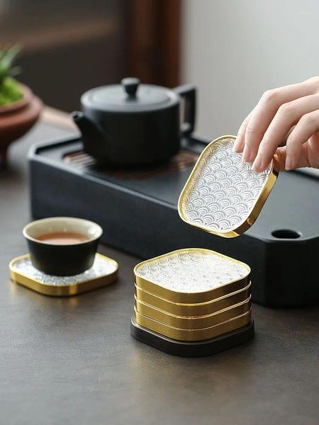 Çay Tepsileri Zen Kupa Saker Cam Alaşım Mat Çay Fincanı Isı Yalıtım Ev Seti Tören Tesisleri