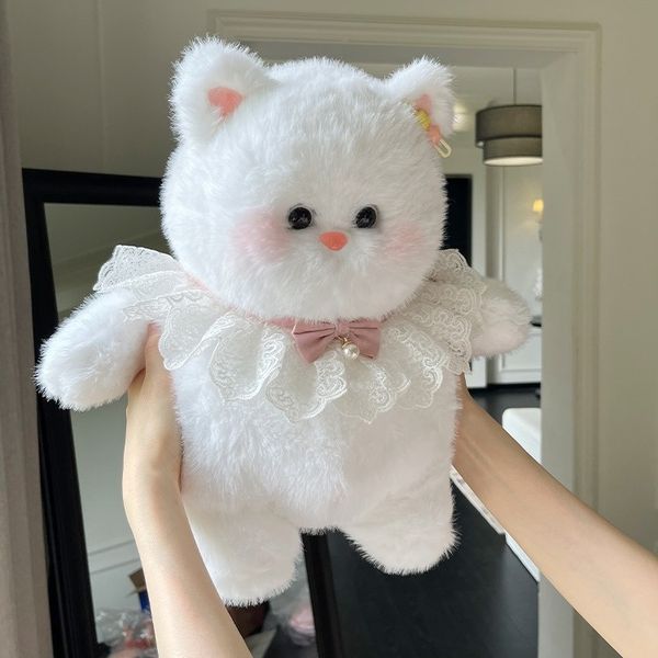 Simpatico peluche a forma di gatto bianco paffuto