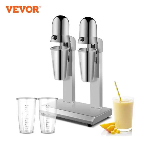 Liquidificadores Vevor 800ml Milkshake Maker Comercial Automático Liquidificador Máquina de Espuma Aço Inoxidável Dupla Cabeça Chá Malte Bebida Mixer