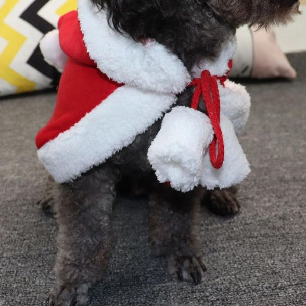 Vestuário para cães Natal Pet Capa Macia Inverno Quente Filhote de Cachorro Capa com Chapéu Flanela Festival Casaco Interior Ao Ar Livre Ano Outfit