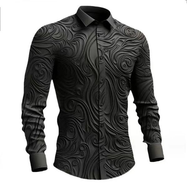 Primavera outono retro gótico camisa masculina ao ar livre sólido 3d impresso totem halloween streetwear turn-down colarinho camisa de manga longa 240318