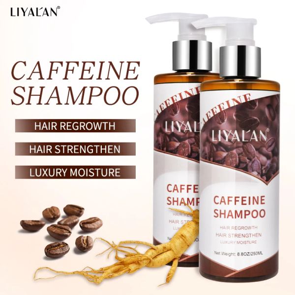 Shampoos liyalan cafeína shampoo recrescimento do cabelo fortalecer tratamento de perda de cabelo desbaste crescimento do cabelo nutrir anti caspa vegan cuidados com o cabelo