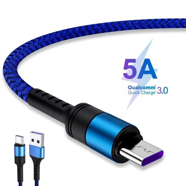 5A Superschnelles Typ-C-Kabel Quick Charge 3.0 USB-C-Ladekabel für Samsung Huawei P30 Xiaomi Google Pixel 8 7