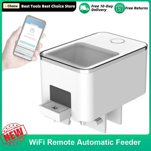 Alimentatore automatico WiFi Alimentatore per pesci rossi per acquario remoto 100ML Alimentatore per pesci con temporizzazione intelligente di grande capacità Controllo APP per uso in acquario 240314