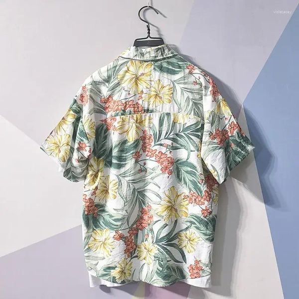 Camicie casual da uomo Top da uomo colorati e camicette da uomo Abbigliamento floreale hawaiano Divertente pulsante stampato Hip Hop Regolare di alta qualità