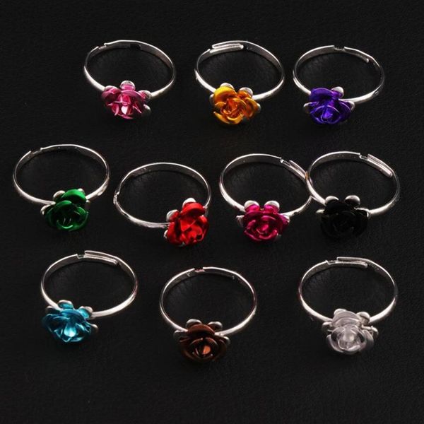 Bunte kleine Blumen-Ring-justierbare Größe 100pcs/lot frische Band-Ring-Schmucksachen DIY NEU R3088/98 269F